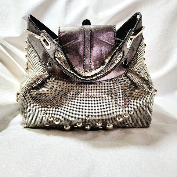 RARE JIMMY CHOO Liquid Silver Mesh Tam Tote - Picture 7 of 16
